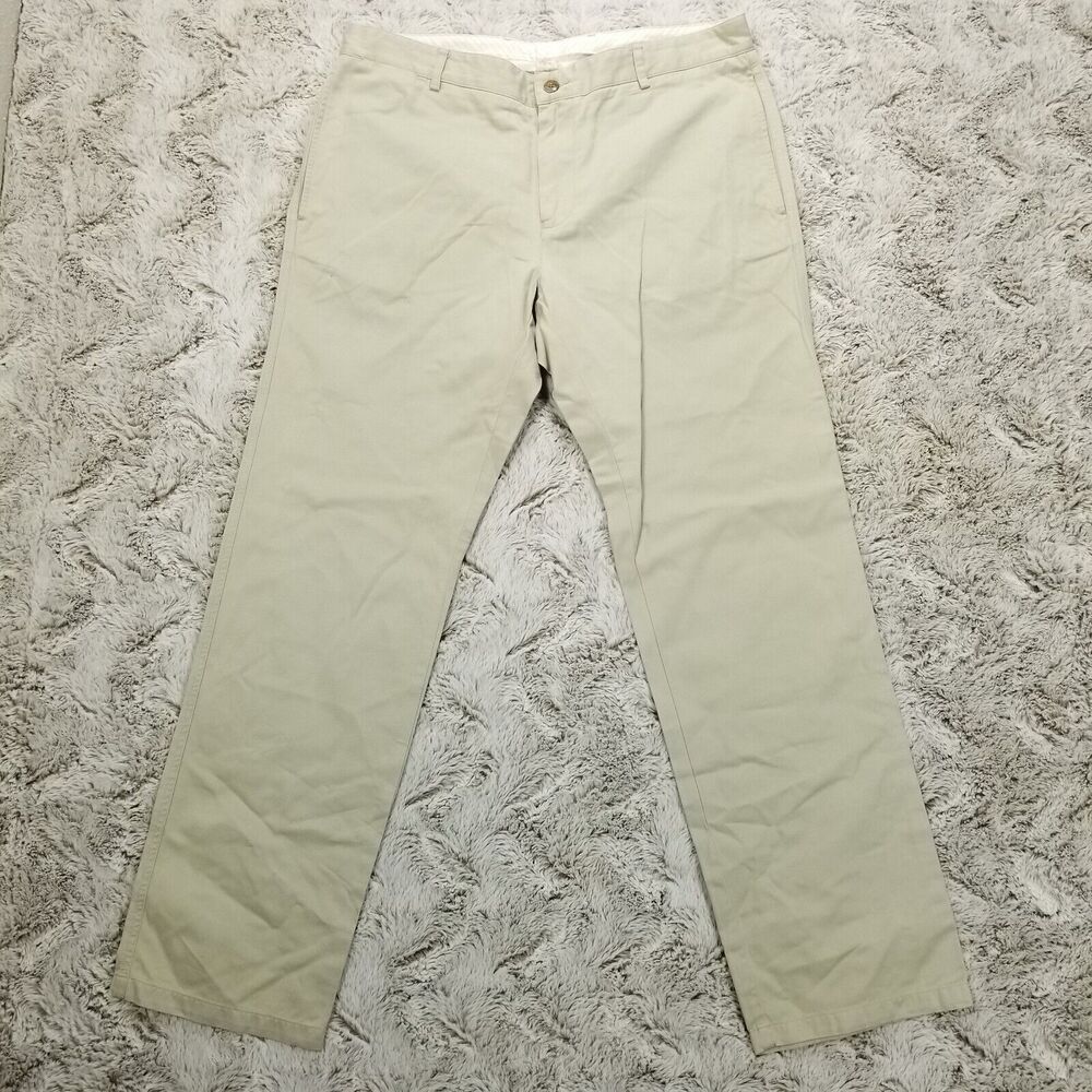 VTG Lacoste Pants Mens 46 Chino Cream Flat front Straight Light Wash